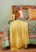Sanganeri Block Print Reversible Quilt - Sea Green