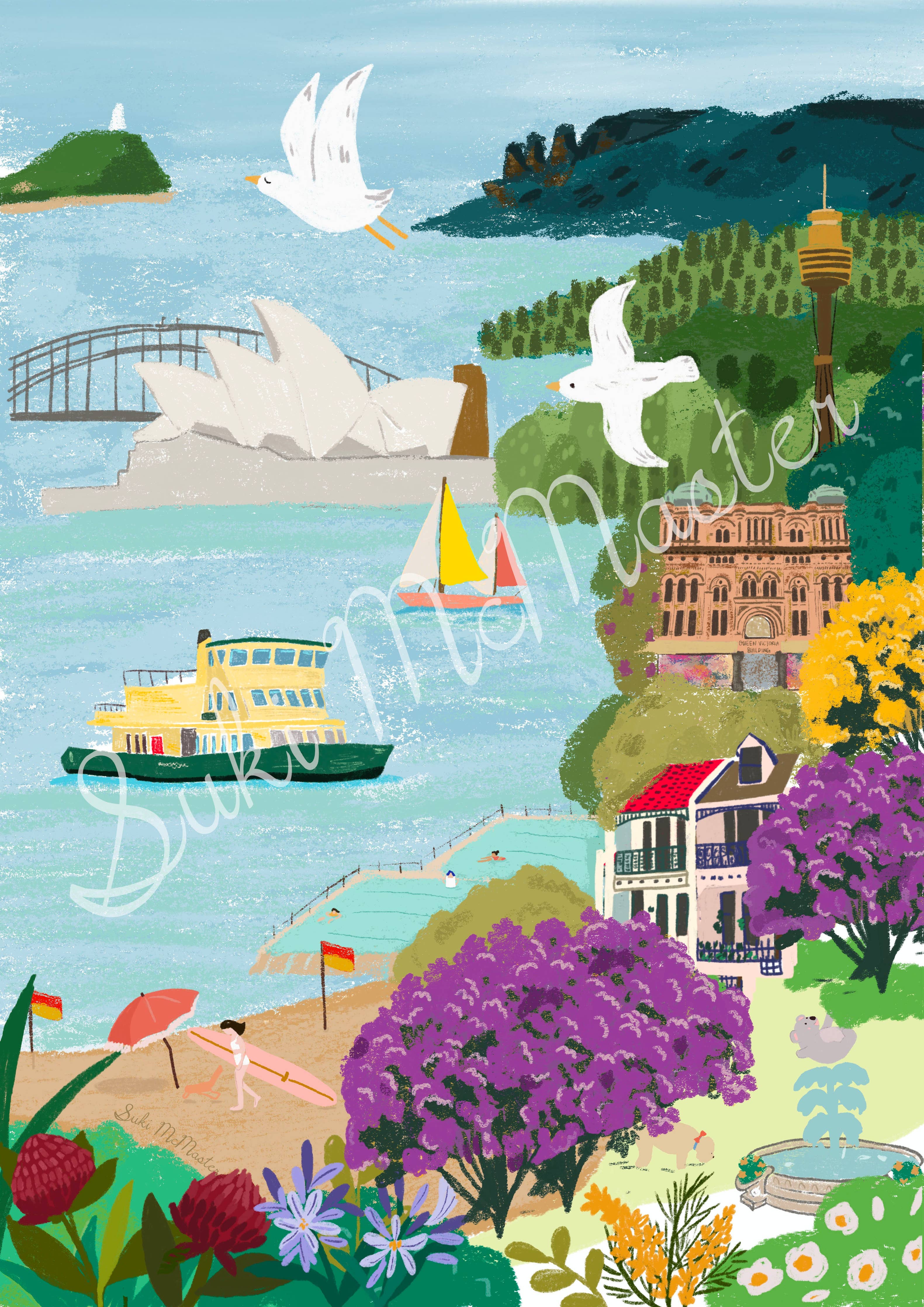 Australian Landscape Wall Art Print -Sydney by Suki McMaster