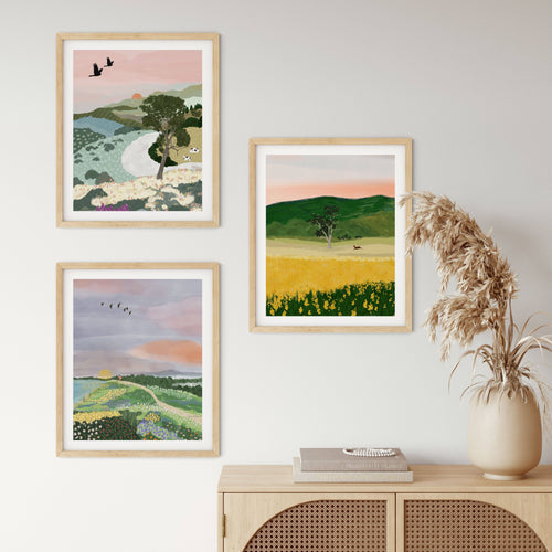 Australian Landscape Wall Art - Sunrise and Deer by Suki McMaster